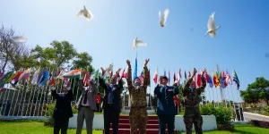 UNIFIL officials release doves at the force’s headquarters in Naqoura on the International Day of Peace | Photo: Haidar Fahs, UN