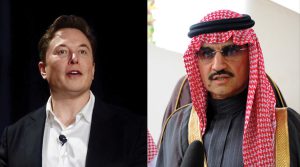 עמד בהתחייבותו למייסד טסלה. אל-וליד בן טלאל (מימין) ואילון מאסק | צילום: פול קגמה וסטיב ג'ורבסטון, פליקר