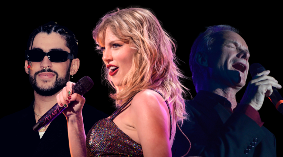 טיילור סוויפט היא המוזיקאית המרוויחה בעולם. מימין: סטינג, סוויפט ובאד באני | צילומים: Shutterstock