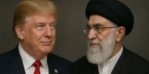 השימוש בכוח הוא כלי של משא ומתן. טראמפ (משמאל) וחמינאי