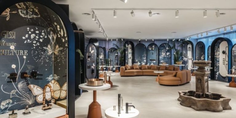 חנות הדגל של GESSI, מותג הברזים האיטלקי היוקרתי ב־MATERIA, אחרי מילאנו, ניו יורק, לונדון, דובאי, סינגפור ⋅ צילום: עמית גורן